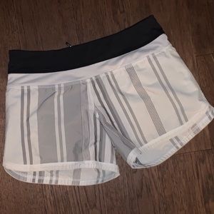 Size 2 Lululemon white and black striped shorts